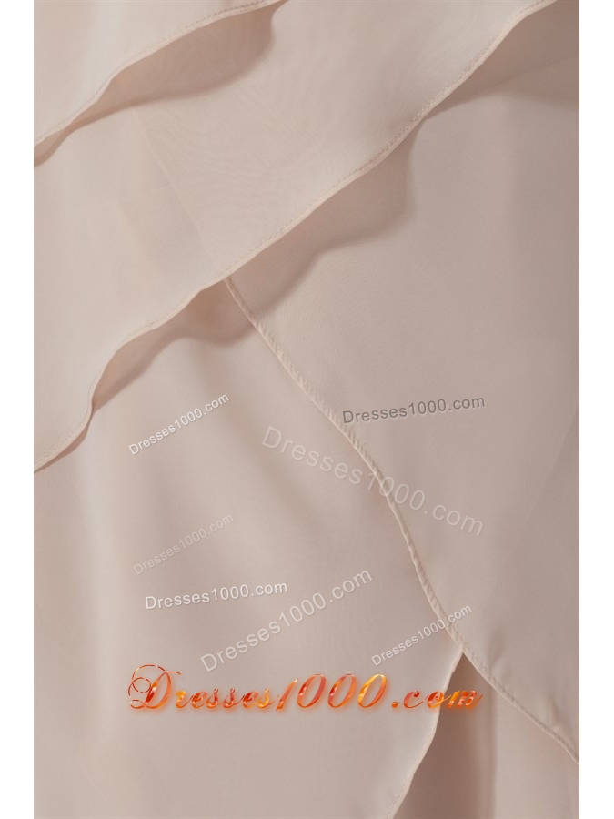 Champagne Square Chiffon Ruffles Prom Dress with Side Zipper