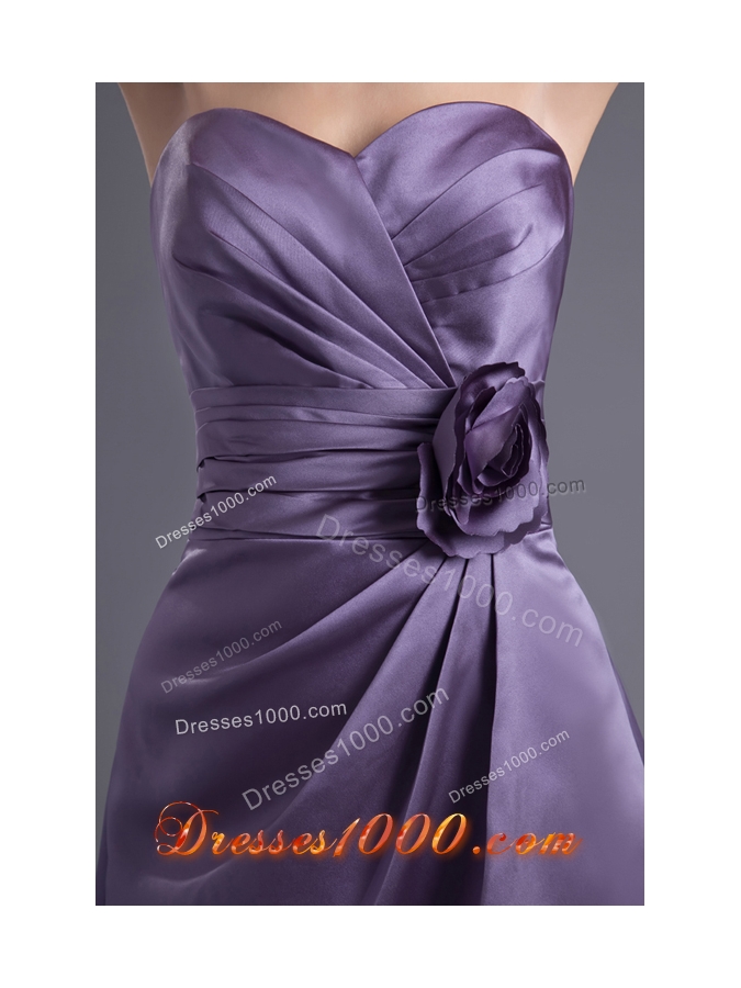 Graceful Purple Sweetheart Hand Made Flower Decorated Prom Dress