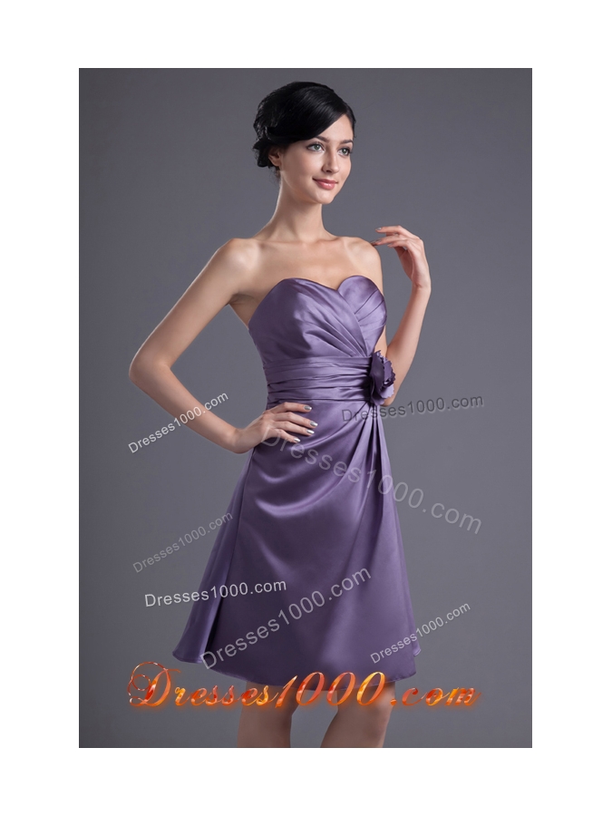 Graceful Purple Sweetheart Hand Made Flower Decorated Prom Dress