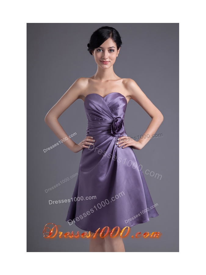 Graceful Purple Sweetheart Hand Made Flower Decorated Prom Dress