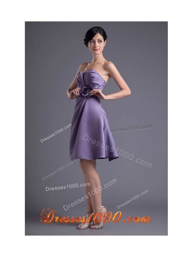 Graceful Purple Sweetheart Hand Made Flower Decorated Prom Dress