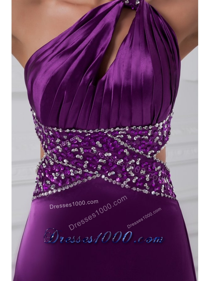 Sexy Purple One Shoulder Elastic Woven Satin Evening Dress