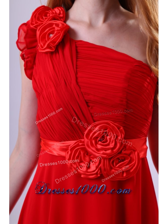 Brand New Style Red Empire One Shoulder Chiffon Prom Dress