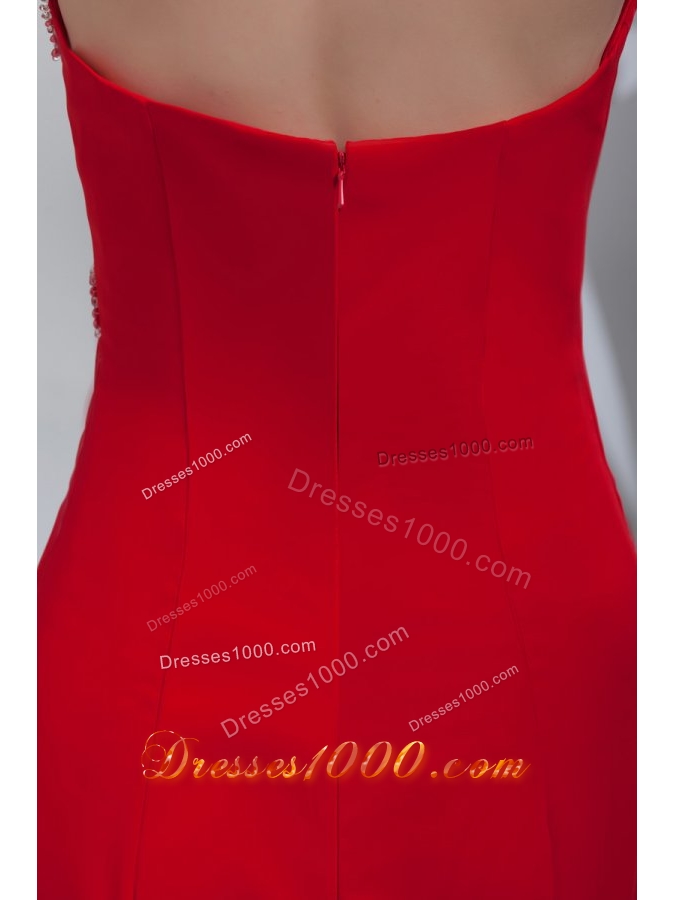 Wonderful Red Empire Chiffon Prom Dress with Brush Train