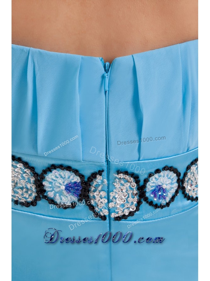 Cute Blue Chiffon Empire Strapless Mini-length Prom Dress