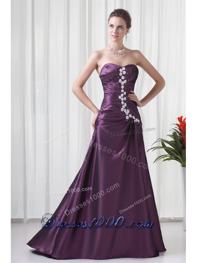 Elegant Empire Sweetheart Purple Appliques Formal Prom Dress