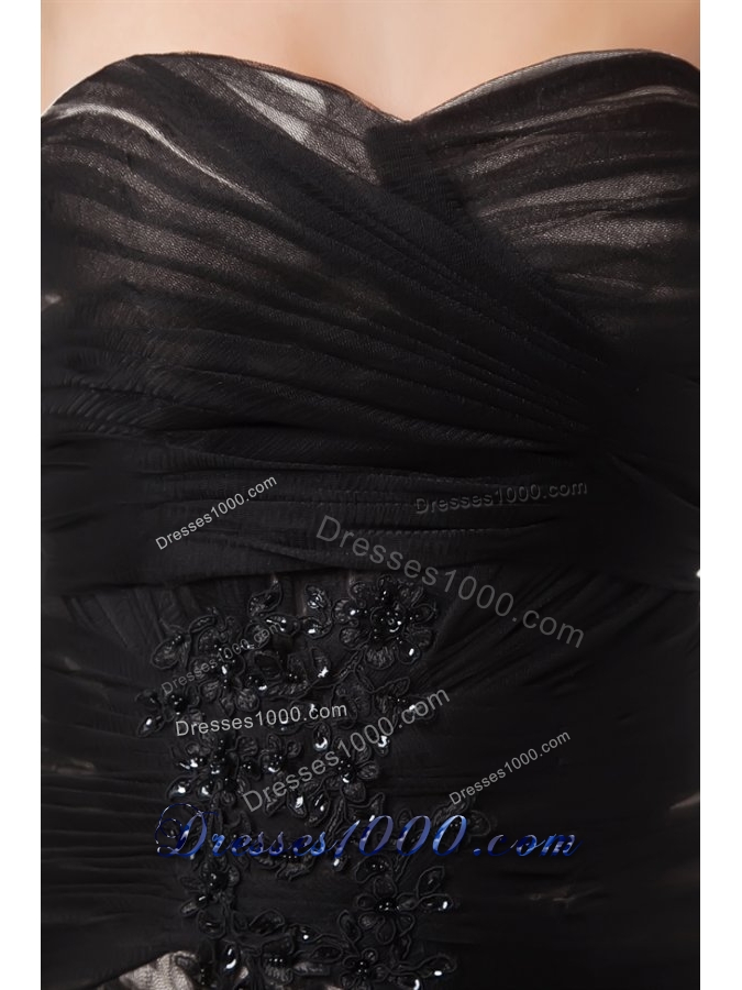 Graceful Formal Empire Sweetheart Black Tulle Ruching Prom Dress