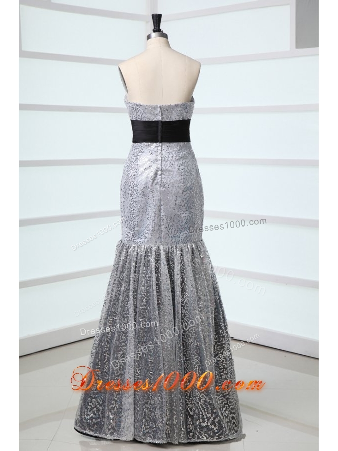 Most Beautiful Grey Mermaid Sweetheart Sequins Fitted Prom Dress