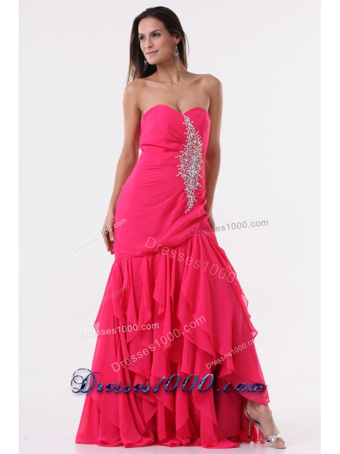 Discount Sweetheart High-low Prom Dress with Beading and Ruffles
