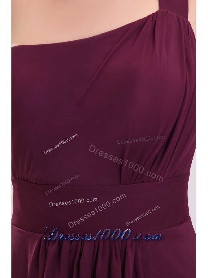 Purple One Shoulder Simple Empire Formal Prom Evening Dress