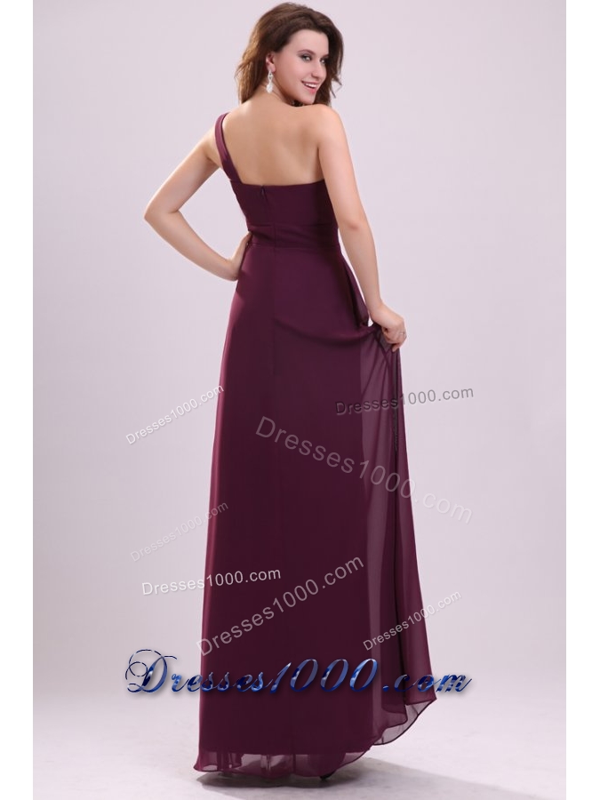 Purple One Shoulder Simple Empire Formal Prom Evening Dress