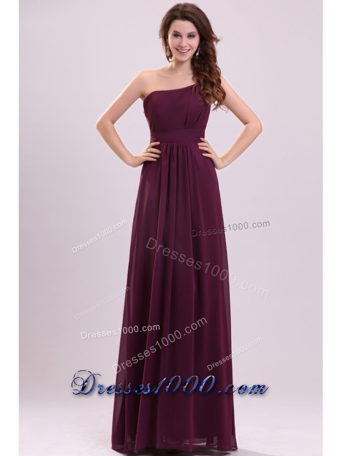 Purple One Shoulder Simple Empire Formal Prom Evening Dress