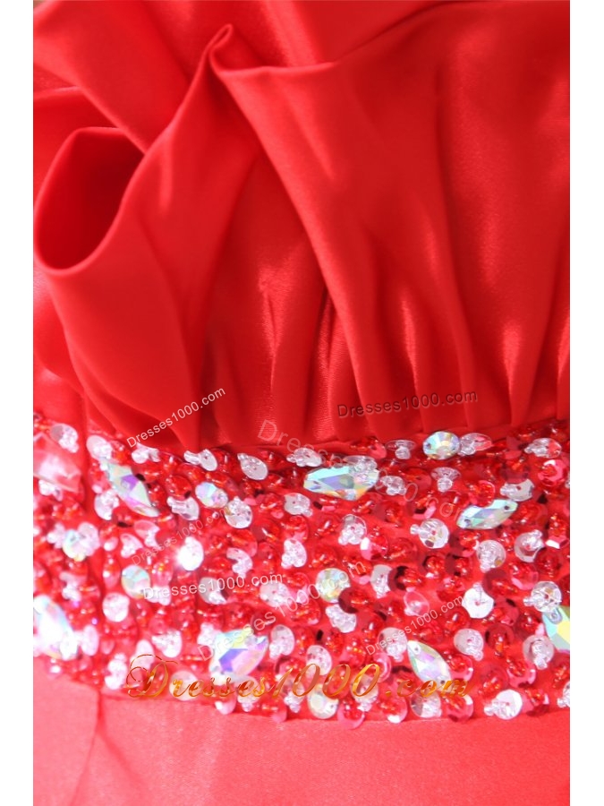 Unique Design Red Empire Beading Prom Evening Dress With Straps