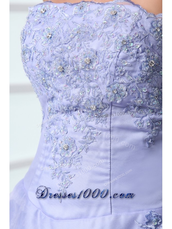 Classical Strapless Appliques Over-lay Quinceanera Dress with Corset Back