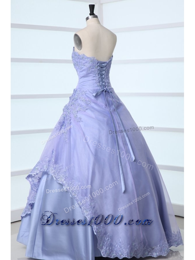 Classical Strapless Appliques Over-lay Quinceanera Dress with Corset Back