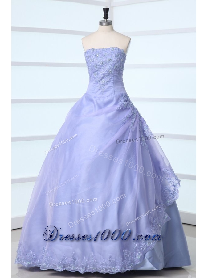Classical Strapless Appliques Over-lay Quinceanera Dress with Corset Back