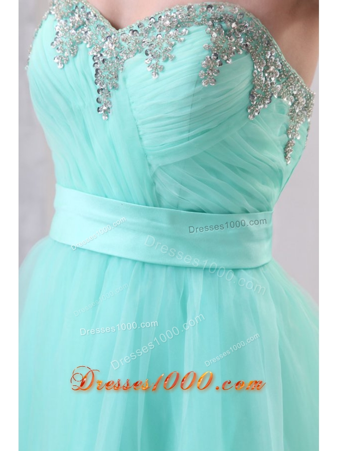 Mint Green Sweetheart Beaded Organza Prom Dress for Girls