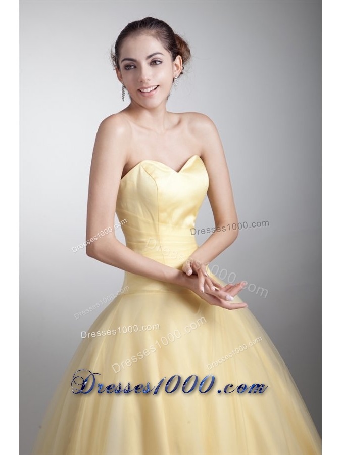 Dreamy Light Yellow Sweetheart Floor-length Quinceanera Prom Dresses