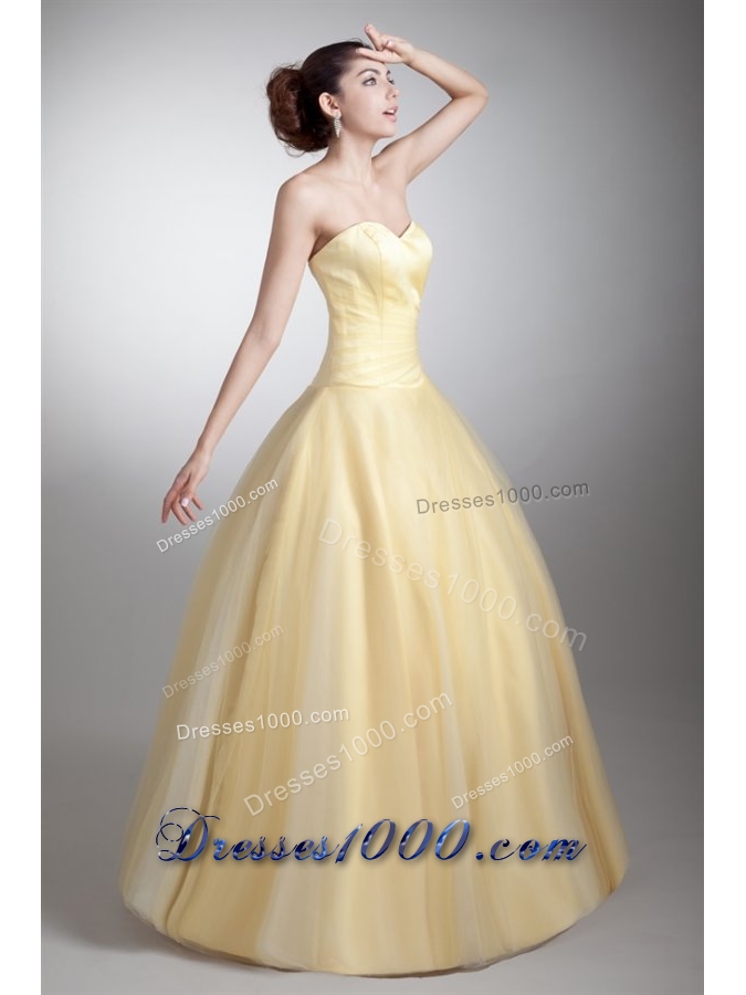 Dreamy Light Yellow Sweetheart Floor-length Quinceanera Prom Dresses