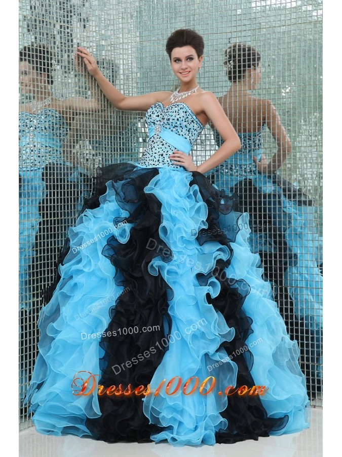 Ball Gown Beaded Multicolored Quinceanera Dress with Sweetheart Neck
