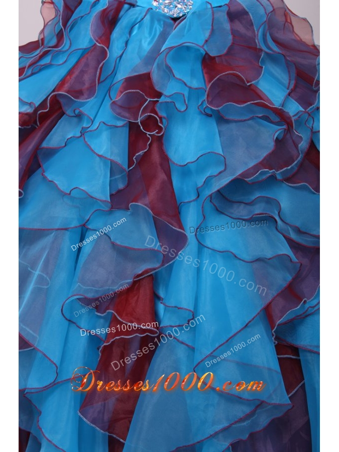 Lovely Aqua Blue Strapless Quinceanera Gowns with Rhinestones