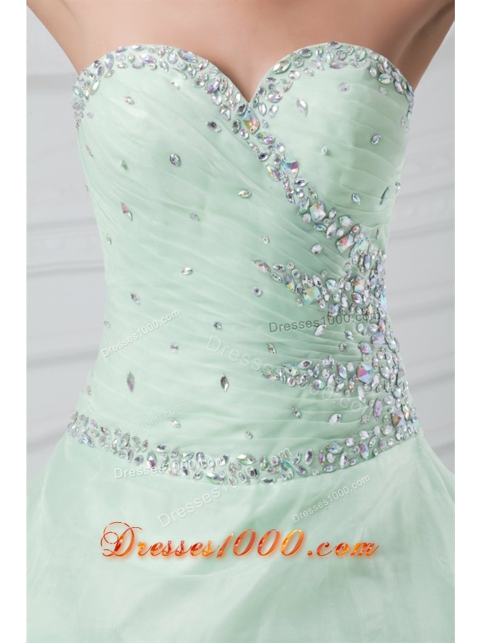 Mint Green Sweetheart Organza Ball Gown Floor-length Sweet 15 Dresses