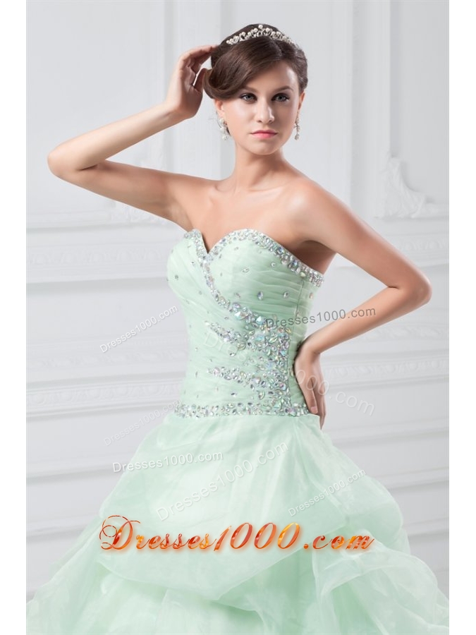 Mint Green Sweetheart Organza Ball Gown Floor-length Sweet 15 Dresses