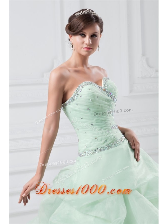 Mint Green Sweetheart Organza Ball Gown Floor-length Sweet 15 Dresses