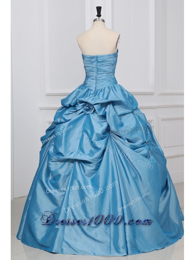 Sweetheart Taffeta Quinceanera Dress with Hand Made Flowers in Blue