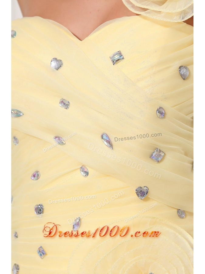 Asymmetrical Neckline Layered Light Yellow Quinceanera Dresses