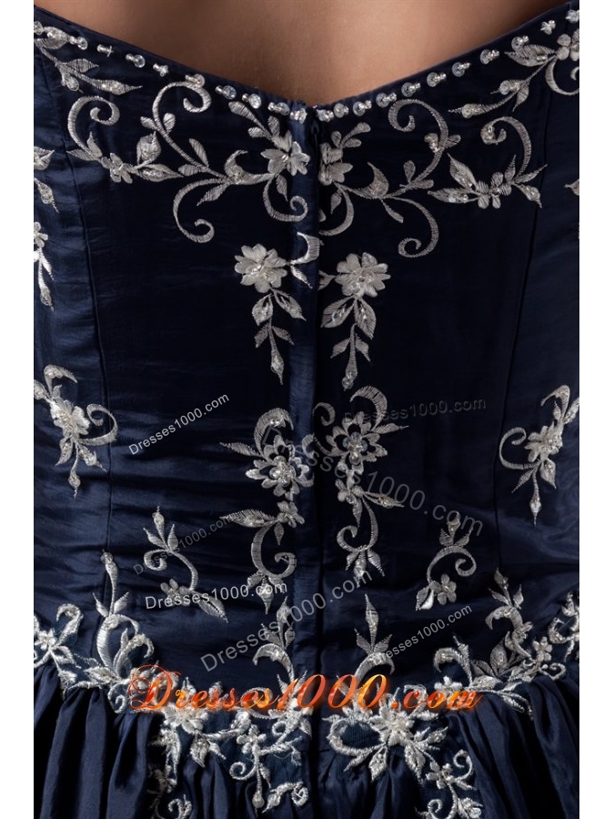 Gorgeous Navy Blue Off-Shoulder Taffeta Quinceanera Dress with Pick-up