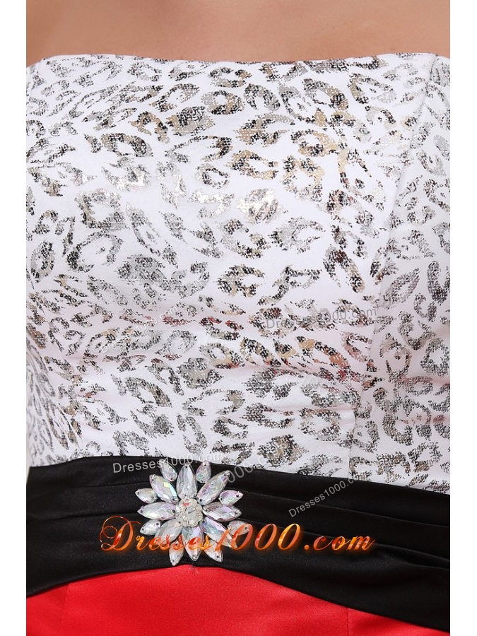 Silver and Red Sequin and Organza Ball Gown Dresses for Ladies