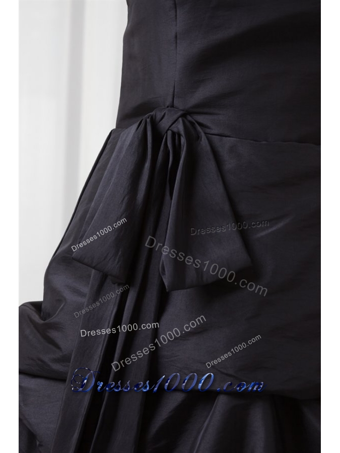 Black Pick Ups Ball Gown Taffeta Dress for Sweet 15 with Bowknot