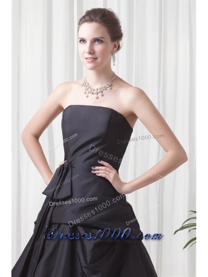 Black Pick Ups Ball Gown Taffeta Dress for Sweet 15 with Bowknot