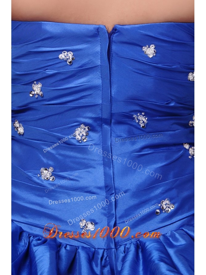 Sassy Beading Bowknot and Pick Ups Blue Taffeta Sweet 16 Dress