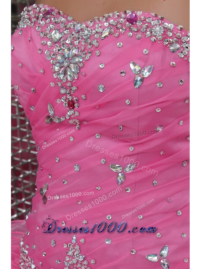 Organza Ball Gown Strapless Floor-length Ruffled Quinceanera Dresses