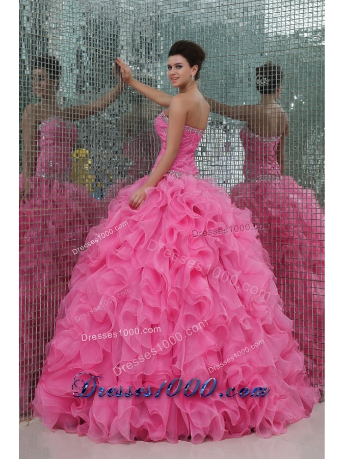 Organza Ball Gown Strapless Floor-length Ruffled Quinceanera Dresses
