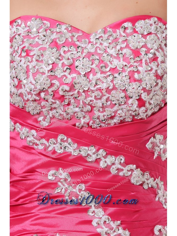 Long Hot Pink Quinceanera Party Dress with Beading and Ruffles