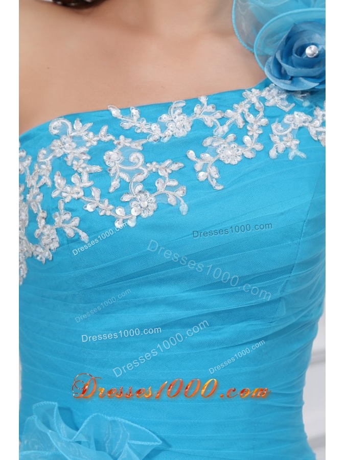 Applies Ruche and Ruffles Tulle Quinceanera Party Dresses in Blue