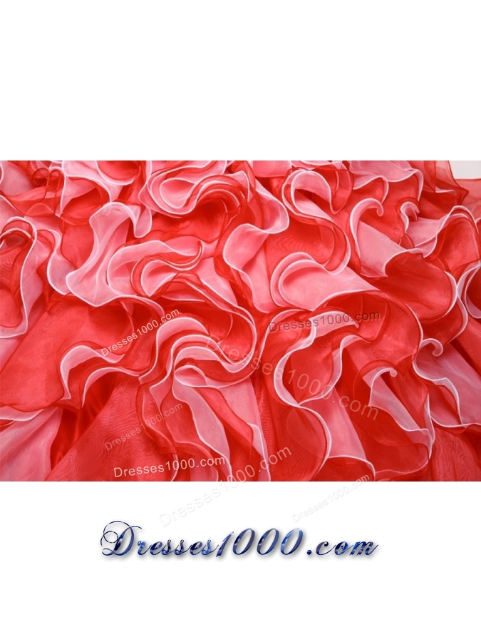 Chic Diamonds and Ruffles Sweetheart Organza Dress for Quince