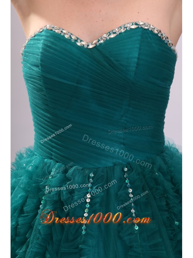 Elegant Teal Color Beaded Sweetheart Quinceanera Dresses