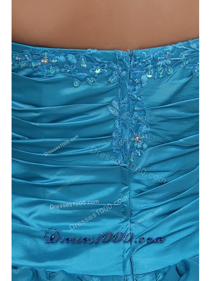 Sassy Aqua Blue and Black Pick Ups and Appliques Sweet 16 Dress