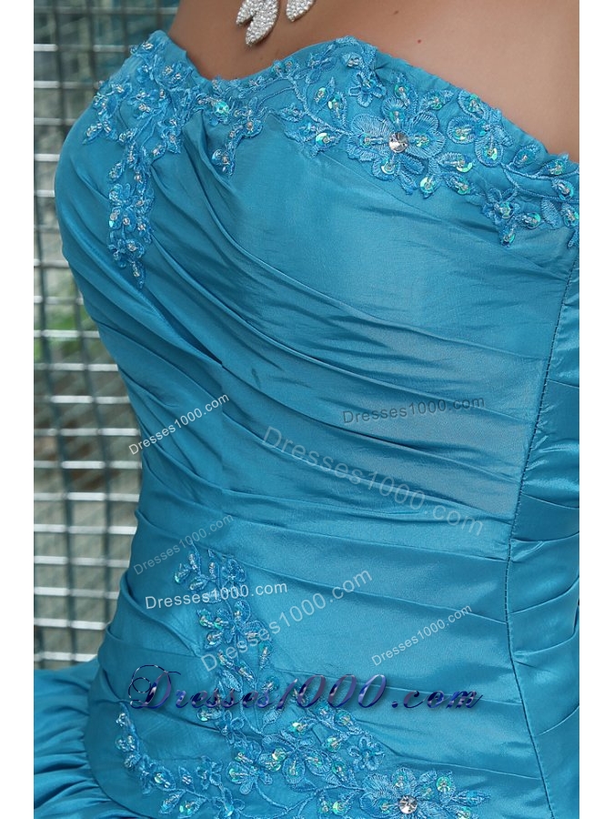 Sassy Aqua Blue and Black Pick Ups and Appliques Sweet 16 Dress