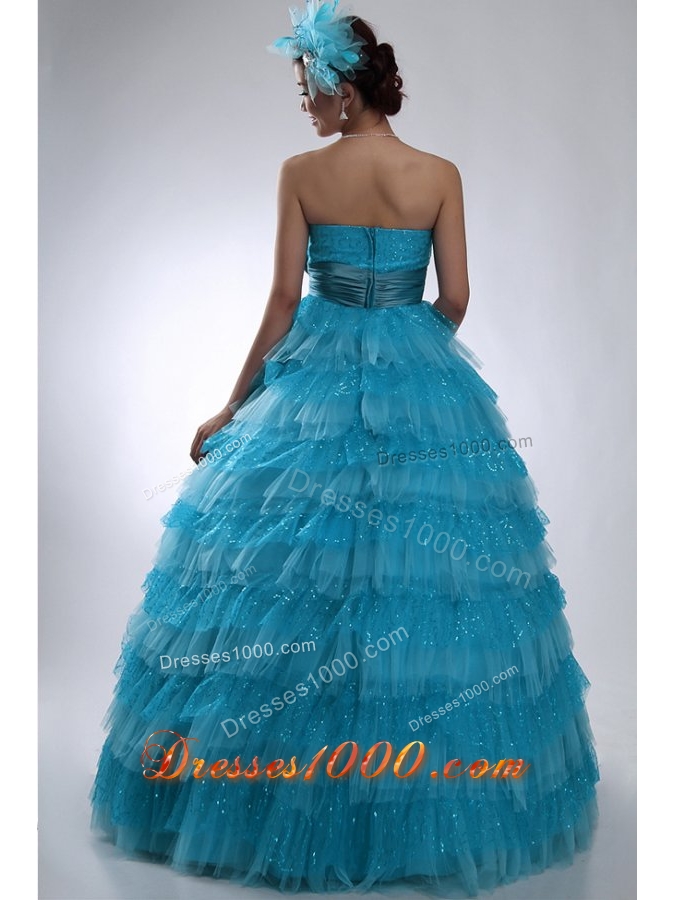 Lovely Bowknot and Paillettes Puffy Layers Tule Sweet 16 Dresses