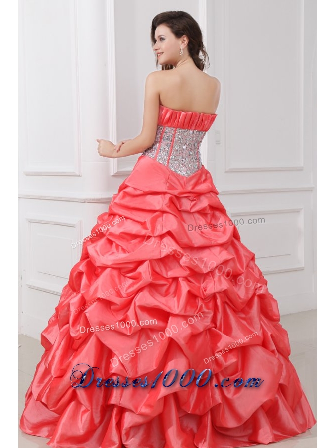 Pick Ups Handle Flowers and Sequins Red Dresses for Sweet 16