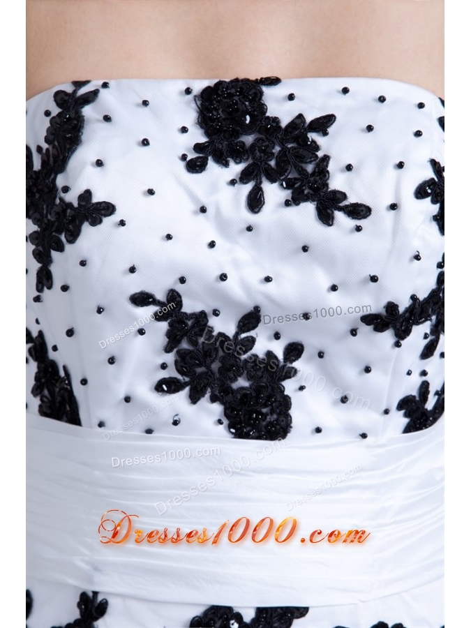 White and Black Tulle Appliqued Quinceanera Dress with Pick-ups