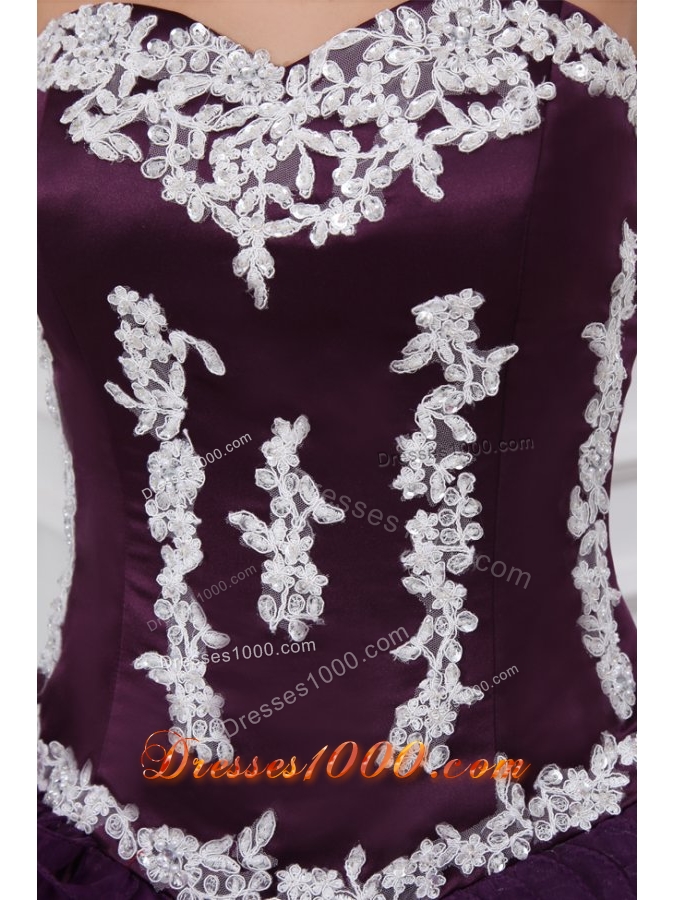 Ruffled One Shoulder Appliques Tulle Dresses for Quince in Blue