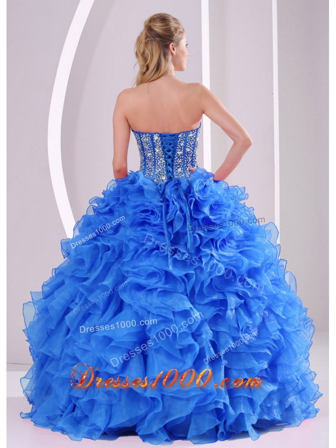 2014 Sweetheart Summer Royal Blue Quinceanera Gowns with Ruffles and Beading