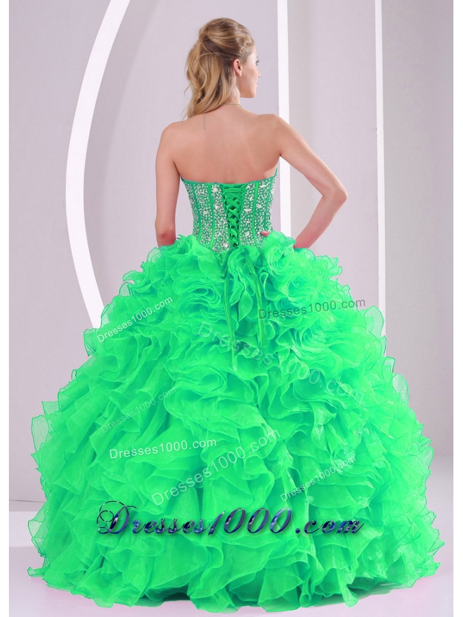 Luxurious Green Ball Gown Sweetheart Long Quinceanera Gowns in Sweet 16