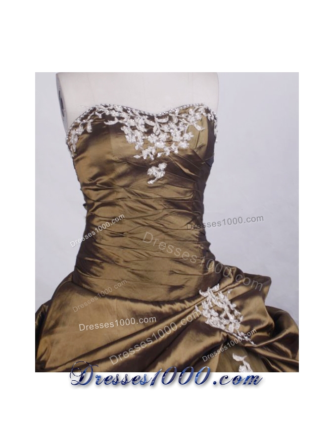 Brand New Ball Gown Strapless FLoor-Length Brown Beading Quinceanera Dresses